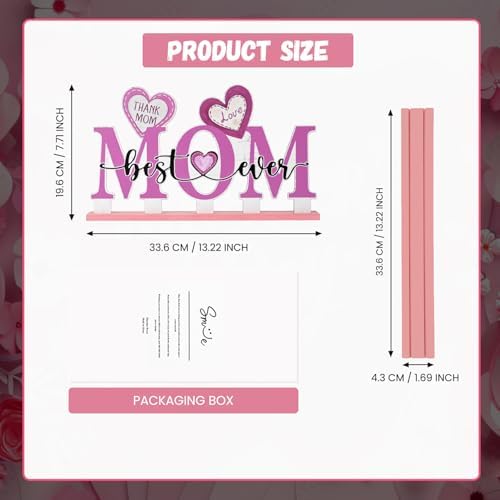 Smile Happy Mother's day Indoor Decorations Wooden Decor Table Centerpiece Thank You Mom Wooden Plaque Ornaments for Home Kitchen