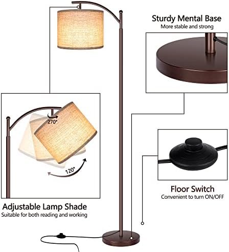 Floor Lamp for Living Room, LED Standing Lamp Tall Industrial Floor Lamp Reading for Bedroom, Office (9W LED Bulb