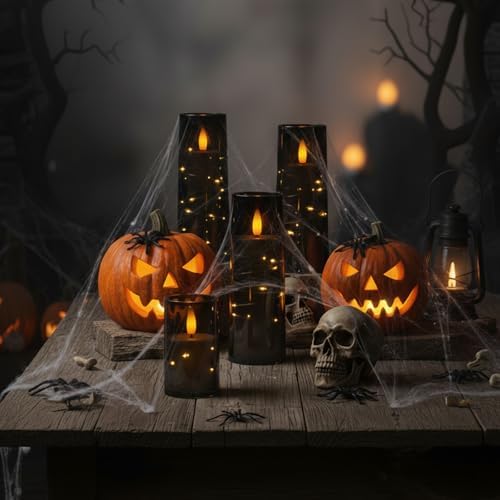 Raycare Black Halloween Flameless Battery Operated Candle with Remote Timer