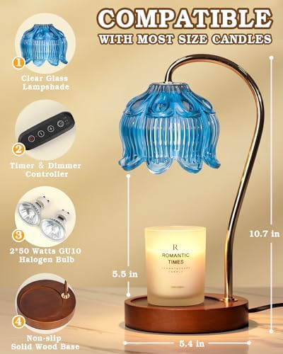 Funistree Flower Candle Warmer Lamp with Timer, Dimmable Candle Lamp Warmer, Christmas Birthday Gifts for Women Mom
