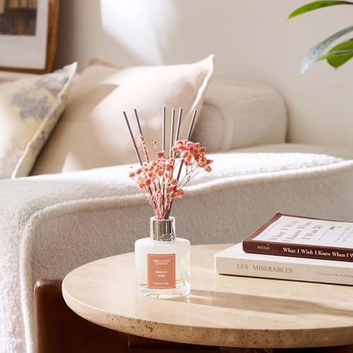 Airkeep Reed Diffuser Set,3.38 fl oz (100 ml) - English Rose Oil Diffusers with 8 Reed Sticks, Home Fragrance Reed