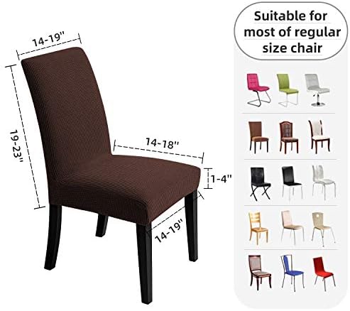 Chair Covers for Dining Room - Stretch Chair Slipcovers for Decorative Seat Protector Armless Removable Washable Elastic Dinner Universal Spandex Solid Chair Slip Covers Set (Dark Brown,6)