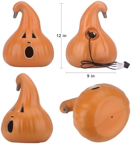 12" Jack O' Lantern - Halloween Pumpkin Decoration - Shatterproof Waterproof Pumpkin Safe for Indoor Outdoor - Perfect Halloween Party Favors - 12 Inch