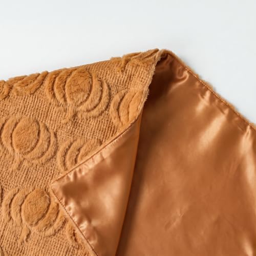 Artoid Mode Caramel Soft Faux Fur Pumpkins Fall Table Runner 13x72 Inch