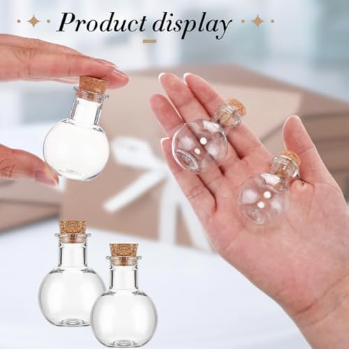 Bokon 25Pack 1oz Plastic Mini Potion Bottles with Corks, 1.4x1.8 In, Round