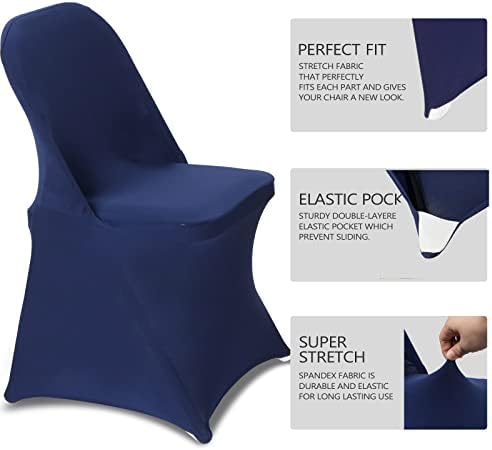 HAINARverS Stretch Spandex Folding Chair Covers 30PCS Navy Blue