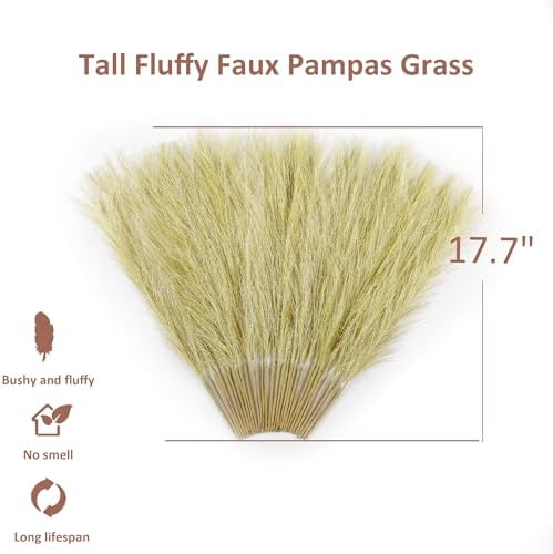 30PCS Golden Faux Pampas Grass 17" for Vase Filler Decor