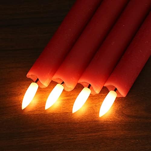 GenSwin Flameless Taper Candles LED Battery Operated Remote Timer Red