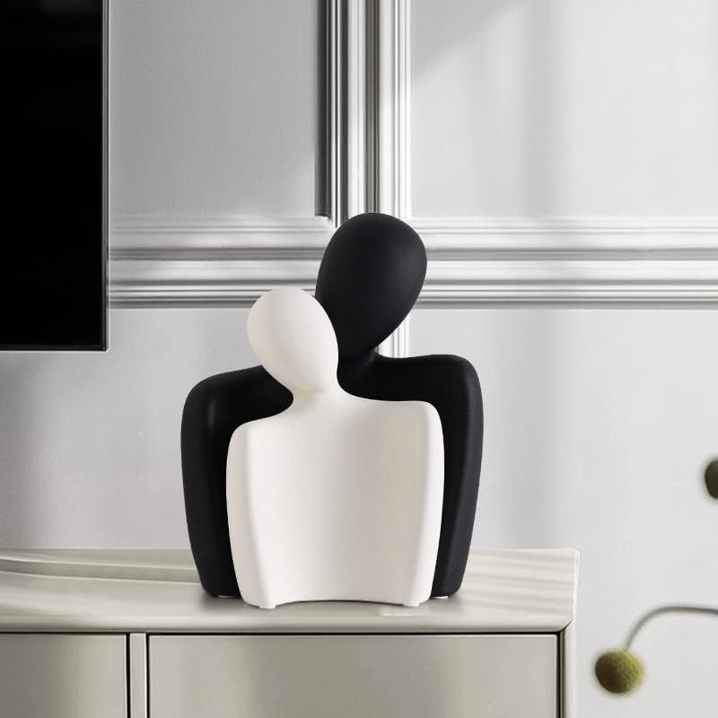 Ceramic Couple Statues / Black White