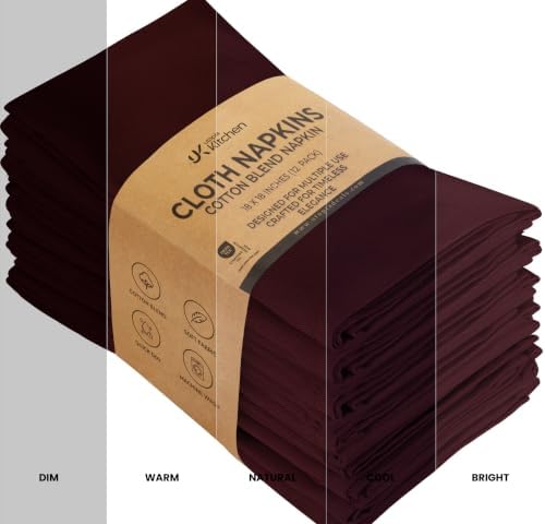 Utopia Kitchen Cotton Blend Burgundy Cloth Napkins [12 Pack, 18x18 Inch]
