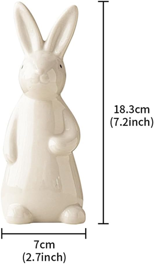 Ceramic Bunny Rabbits Figurine Decor / Large / White