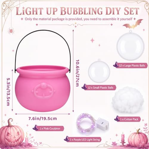 Pinkunn Pink Halloween Decoration Pink Bubbling Cauldron Decor