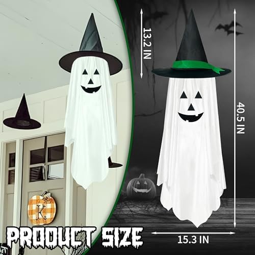 2 Pack Halloween Hanging Ghosts Decorations for Outdoor Garden Trees Porch
