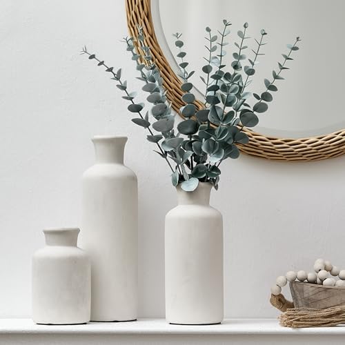 Ceramic Vase / Rustic Pottery Vase for Your / Antique-white / Set of 3