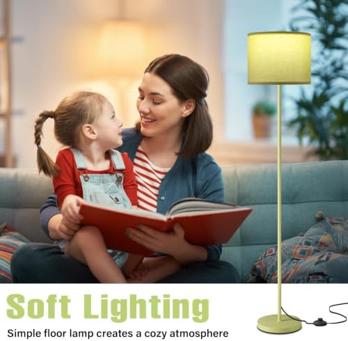 Ambimall 60'' Modern Floor Lamp with Shade, Tall Lamps for Living Room, Bedroom, Office, Dining Room, Light Green