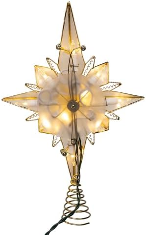 Kurt Adler 10.5" 10 Lights LED Capiz Bethlehem Star Treetop.