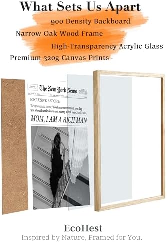 EcoHest Small 8x10 in Mom I Am a Rich Man Newspaper Framed Wall Art