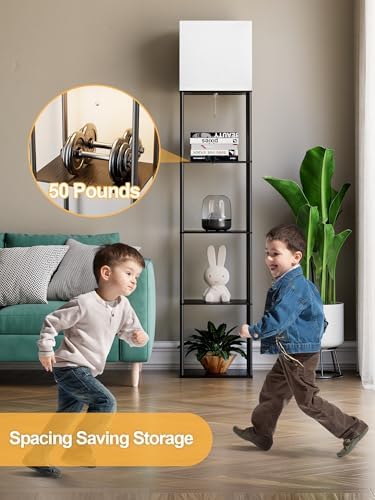 Large Floor Lamp with Shelves, 5-Tier Tall Floor lamp with for Living Room, Shelf Floor Lamp with 3 CCT LED Bulb
