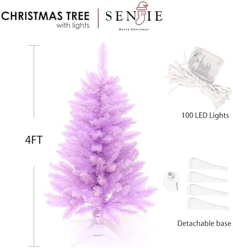 4FT Purple Artificial Small Christmas Tree Mini Tabletop Decor