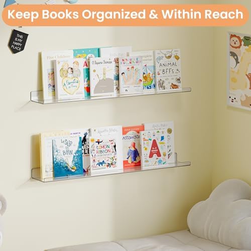 upsimples 35.5" Acrylic Shelves for Wall Storage and Organizer, 2 Pcs