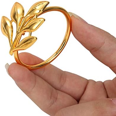 KPOSIYA Gold Napkin Rings Set of 200, Leaf Napkin Holder for Thanksgiving