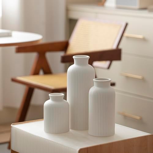 Large Modern Ceramic Vase Set / Large White