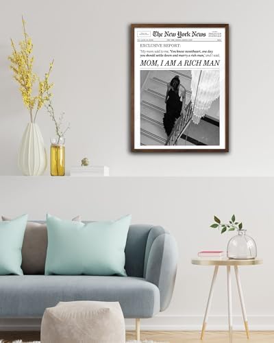 EcoHest 12x16 in Mom I Am a Rich Man Newspaper Framed Wall Art
