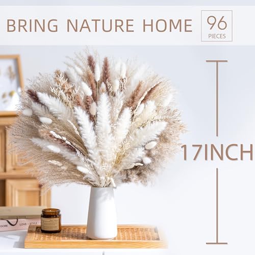 Dried Pampas Grass Boho Home Decor Bouquet Phragmites Dried Flowers Bouquet / Natural / Set of 96