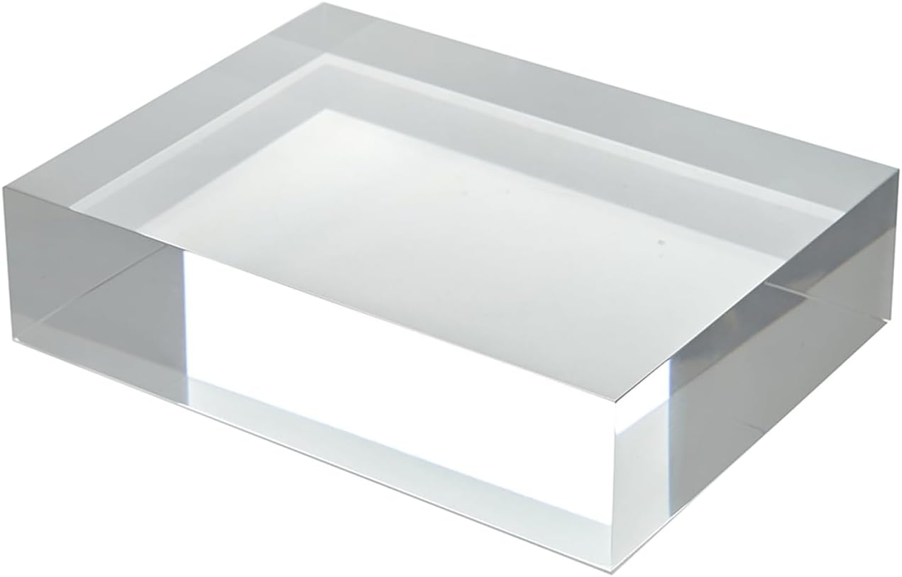 CiaoHER 2in Solid Acrylic Cube Display Block 2"x6"x8" | 2in Thickness, Clear Polished, Pedestal Stand Riser, Solid