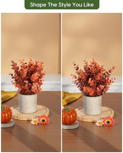 Velener 2 PCS Small Fake Eucalyptus Plant Artificial Potted Plants Indoor for Desk, Shelf, Home Decor Realistic Faux