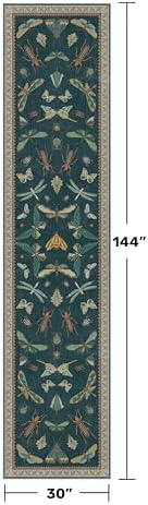 Hazo Haus Washable Runner Rug for Hallway 2'6"x12', Green Boho Carpet for Kitchen & Hall Way, Foldable Insect Print