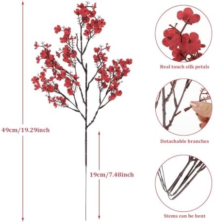 8Pcs Artificial Baby Breath Flowers Real Touch Fake Flowers Decorations,Red