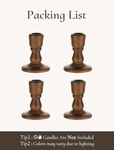 Wooden Candlestick Holders Rustic: Farmhouse Taper Candle Holder