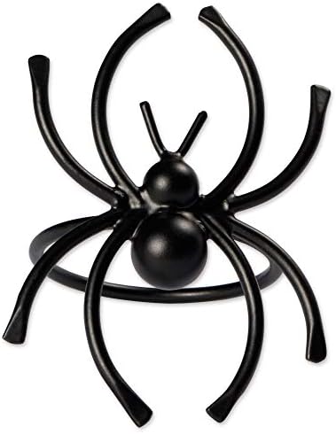 DII Halloween Napkin Rings Novelty Tabletop Décor Set, 2x1.5x1.5, Black Spider, 6 Piece