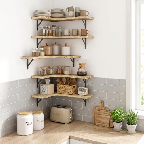 Fixwal Conner Shelves Wall Mounted for Decor, Carbonized Black 5pcs