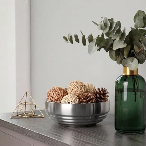 Decorative Bowl Key Holder Bowl for Entryway Table Catchall Bowl for Candy Key / 7.4 Inches / Silver