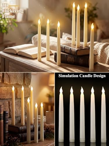 Treela Battery Operated LED Taper Candles,Basic,8 Inch,Ivory