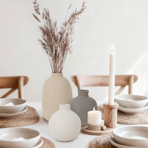 Modern Ceramic Vase / Soft Tones / Set of 5