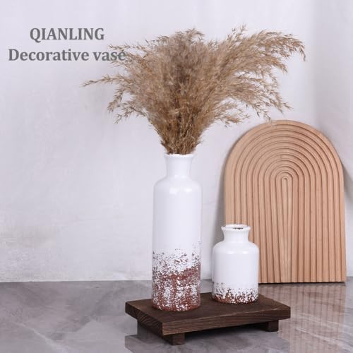 Gray Ceramic Vase Set - 3 Grey Small Vases, Farmhouse Country Flower Vase Home Decor, Living Room Decoration, Table