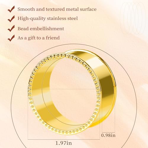 6 Pcs Stainless Steel Bead Side Napkin Rings Gold