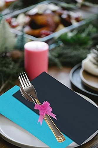 Ruvanti Cloth Napkins Set of 12, Cotton Enrich 18”x18” - Dark Grey & Teal