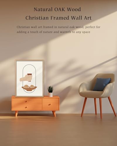 KensTro 12x16 Oak Framed Holy Communion Christian Wall Art