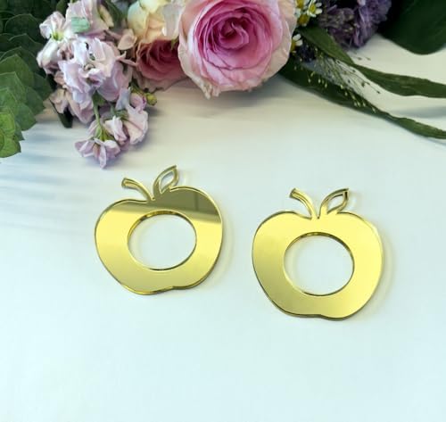 Set of 10 Rosh Hashanah Acrylic Mirrored Apple Napkin Rings - Elegant Fruit Style Decorative Holders for Jewish New Year Celebrations (Gold Mirror, Jewish)