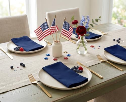 PurpleEssences Cloth Dinner Napkins 18x18 in Set of 12 - Navy Blue