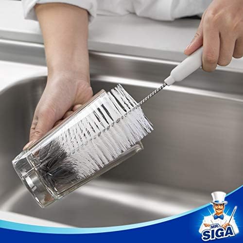 MR.SIGA 10 Pack Bottle Brush Cleaning Set with Storage Holder, Cleaning Brushes for Long Narrow Neck Bottles, Water Bottles, Baby Bottles, Tumblers, Drinking Glasses, Strews