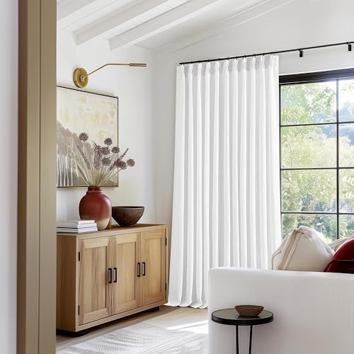 TWODRAPES Snow White Pinch Pleat Semi Sheer Linen Curtains W70xL90 1 Panel