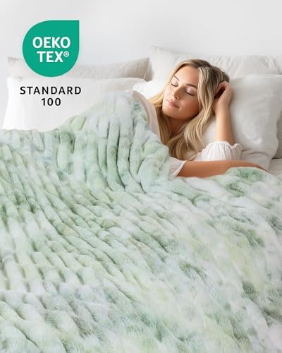 Ultra Soft Cozy Faux Fur Throw Blanket, Fuzzy Plush Thick Bubble Blanket, Luxury Fluffy Blanket for Couch, Sofa