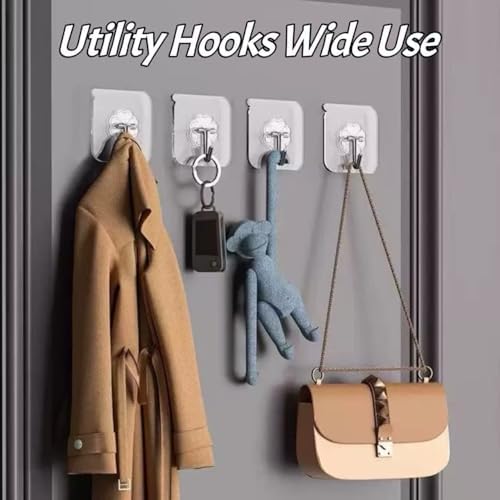 DDMY Clear Adhesive Hooks Heavy Duty Walls Hook 36 Pack for Hanging