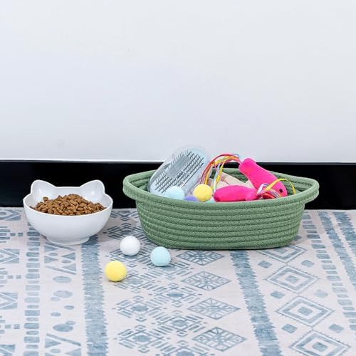 Small Cotton Rope Storage Basket Set 5 / Green