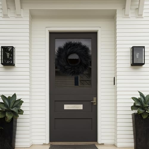 Sggvecsy Pampas Grass Wreath 26’’ Faux Pampas Wreath for All Seasons Artificial Pampas Wreath Christmas Decor Boho Wall Decor for Front Door Farmhouse Halloween Autumn Wreath Decoration (Black)